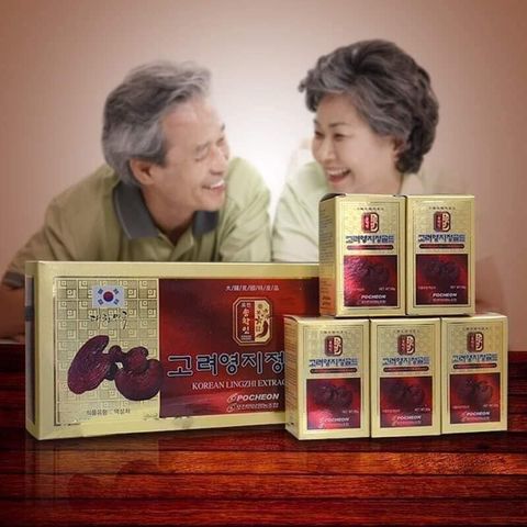 Cao Linh Chi Đỏ Pocheon Hàn Quốc - Chiết Xuất Nấm Linh Chi Tăng Cường Sức Khỏe (50g x 5 Lọ) - Hỗ Trợ Chức Năng Gan, Đẹp Da, Giảm Cholesterol