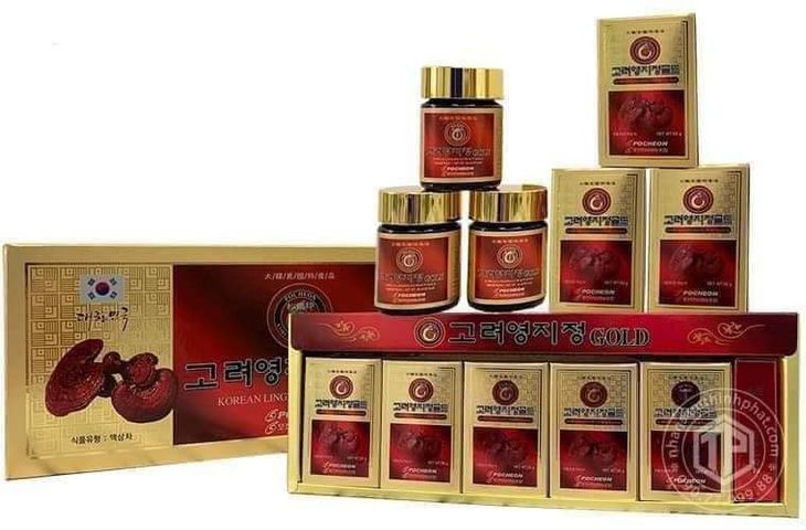 Cao Linh Chi Đỏ Pocheon Hàn Quốc - Chiết Xuất Nấm Linh Chi Tăng Cường Sức Khỏe (50g x 5 Lọ) - Hỗ Trợ Chức Năng Gan, Đẹp Da, Giảm Cholesterol