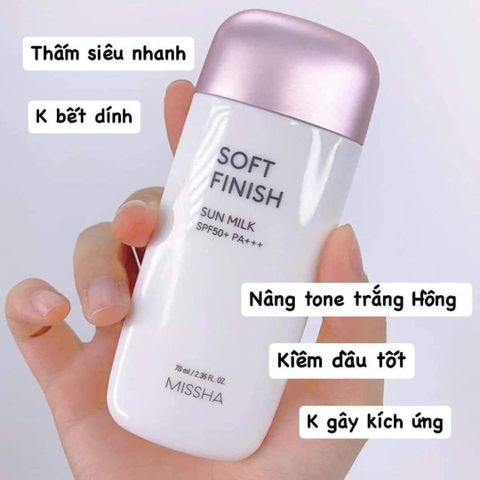 Kem chống nắng dạng sữa dịu nhẹ Missha Soft Finish Sun Milk 70ml