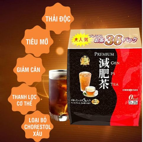 Trà Giảm Cân Genpi Premium 36 Túi - Thải Độc, Tiêu Mỡ An Toàn Từ 16 Loại Lá Thảo Dược Đông Y