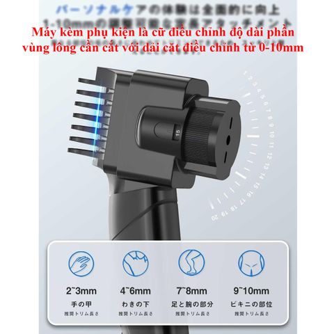 Máy cạo râu sạc Pin Vellope Nhật Bản 3 in 1 - Cắt tóc, tỉa lông cơ thể, chống nước, chuyên nghiệp, tiện lợi