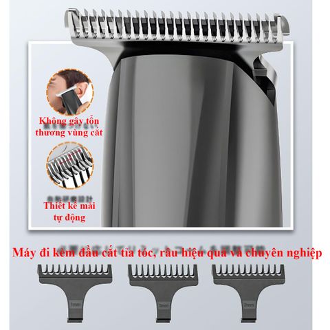 Máy cạo râu sạc Pin Vellope Nhật Bản 3 in 1 - Cắt tóc, tỉa lông cơ thể, chống nước, chuyên nghiệp, tiện lợi