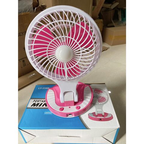 Quạt Sạc Tích Điện MiniFan LY 5580 kèm Đèn LED - Quạt Du Lịch Gọn Nhẹ, Đa Chức Năng, 2 Tốc Độ Gió, Thiết Kế Thời Trang
