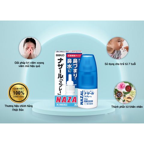 Xịt Mũi Viêm Xoang Naral Sato 30ml - Giải Pháp Thiên Nhiên Cho Nghẹt Mũi, Dị Ứng Mũi Từ Nhật Bản