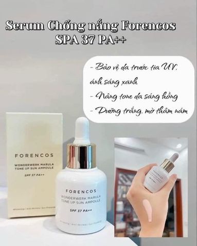 Serum Chống Nắng Forencos WonderWerk Marula 30ml - Dưỡng Sáng Da, Chống Nắng SPF37 PA++ Hiệu Quả, Cho Làn Da Mịn Màng, Căng Bóng