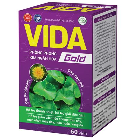 Vida Gold viên uống hỗ trợ giải độc gan, mẩn ngứa (Hộp 60 viên)