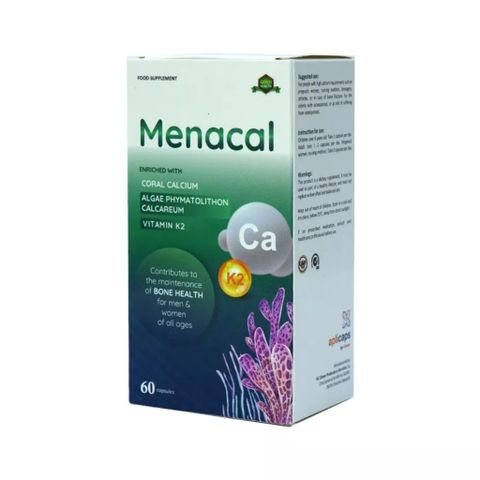 Menacal Canxi Từ Tảo Biển Dành Cho Bà Bầu - Hỗ Trợ Xương Khớp, Vitamin D3 và K2 - Hộp 60 Viên