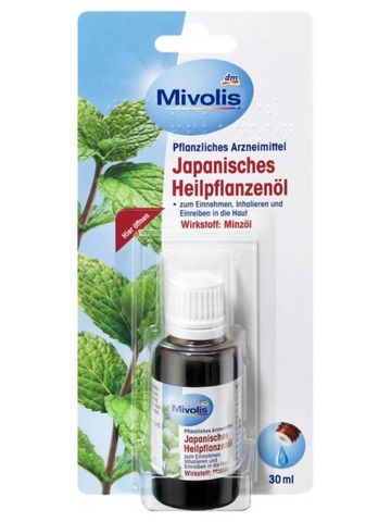 Tinh Dầu Bạc Hà Mivolis - Heilpflanzenöl Nhật Bản 30ml - Giảm Đau, Thông Mũi, Chữa Cảm Lạnh, Tinh Dầu Thiên Nhiên Chất Lượng Cao