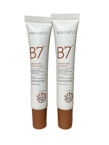 Combo Dầu Gội và Xả B7 Black Visiami 30ml - Phục Hồi Tóc Khỏe Mạnh với Biotin và Bưởi Đỏ Organic
