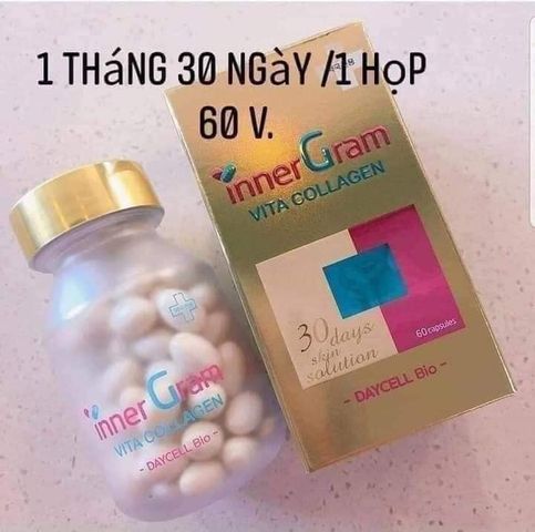 Viên uống cấp nước Daycell Inner Gram Vita Collagen giúp trắng da, cấp ẩm, phục hồi da, hỗ trợ làm đẹp cho phụ nữ - 60 viên