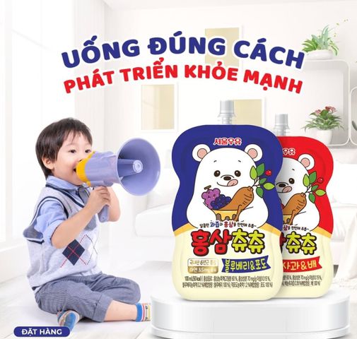 Nước Hồng Sâm Chuchu Hàn Quốc - Thùng 40 Gói 100ml Giúp Trẻ Ăn Ngon và Phát Triển Sức Khỏe Tối Ưu