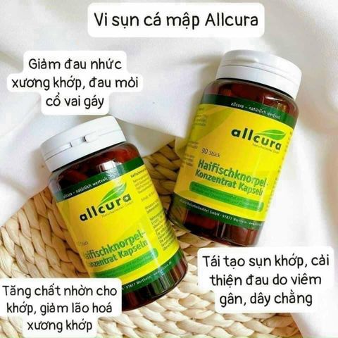Viên uống hỗ trợ xương khớp Allcura Haifischknorpel 90 viên - Giúp giảm đau và viêm, tăng cường sức khỏe khớp, sản phẩm từ Đức