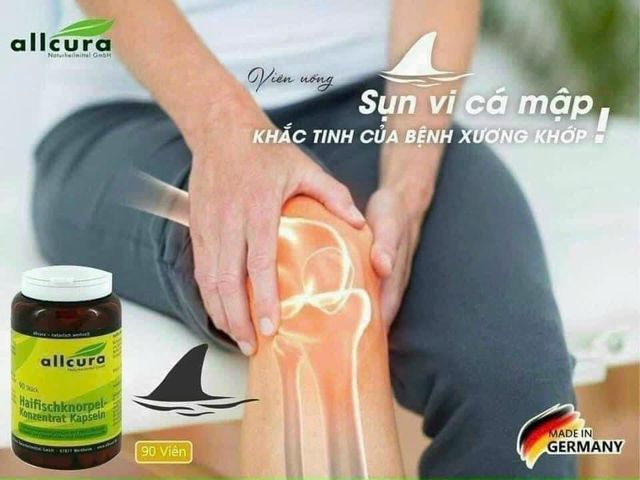 Viên uống hỗ trợ xương khớp Allcura Haifischknorpel 90 viên - Giúp giảm đau và viêm, tăng cường sức khỏe khớp, sản phẩm từ Đức