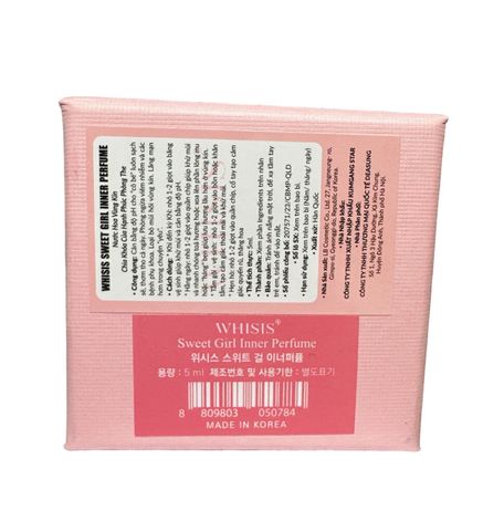 Nước Hoa Vùng Kín Whisis Sweet Girl 5ml - Hương Thơm Tươi Mát, Dưỡng Ẩm, Ngăn Ngừa Vi Khuẩn, Phù Hợp Mọi Loại Da