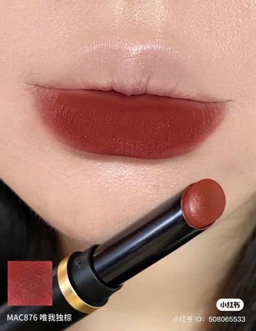 Son MAC Powder Kiss Velvet Blur Slim 876 Nice Spice - Son Môi Đỏ Nâu Quyến Rũ, Dưỡng Ẩm Lâu Dài, Phù Hợp Mọi Makeup Look