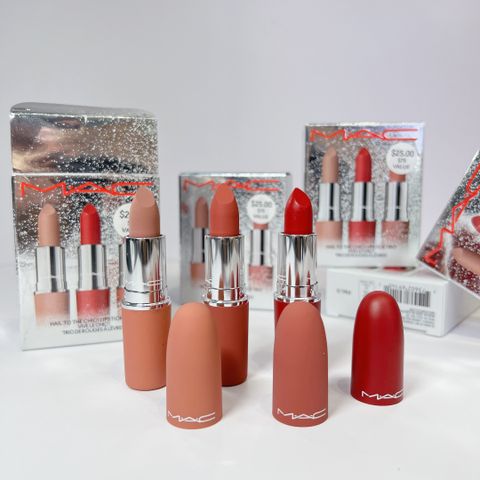 Set Son MAC Hail To The Chic Lipstick Trio - Bộ 3 Thỏi Son Chất Lì Ruby Woo, Stay Curious, Teddy 2.0 Hạn Chế