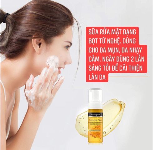 Sữa Rửa Mặt Tạo Bọt Neutrogena Curcuma Clear Tinh Chất Nghệ - Làm Sạch Dịu Nhẹ, Phù Hợp Mọi Loại Da, Giảm Vết Thâm Mụn