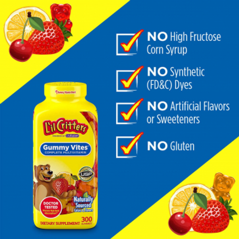 Kẹo Gấu Dẻo Bổ Sung Vitamin L'il Critters Gummy Vites 300 Viên - Hương Vị Trái Cây Ngon Miệng, Giúp Trẻ Dễ Dinh Dưỡng