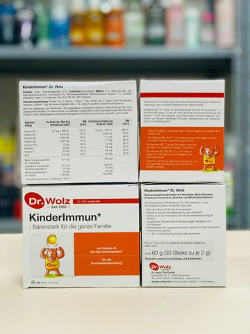 Men Vi Sinh Tăng Đề Kháng KinderImmun Dr. Wolz 30 Gói x 2g - Hỗ Trợ Miễn Dịch Cho Trẻ Em và Phụ Nữ Mang Thai, Tăng Cường Phát Triển Xương