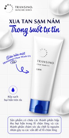 Sữa rửa mặt trắng da, giảm nám Transino Clear Wash 100g 117006