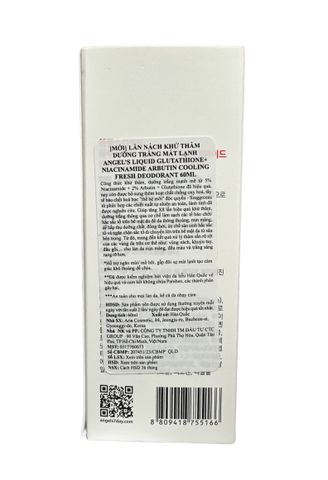 Lăn Nách Angel’s Liquid 60ml - Khử Mùi, Mờ Thâm, Dưỡng Sáng Da với Glutathione, Niacinamide & Arbutin, Phù Hợp Mọi Loại Da