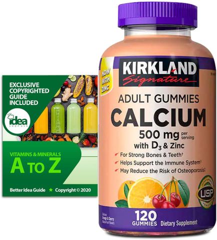 Kẹo dẻo bổ sung canxi,vitamin D3 và kẽm KirKland Adult Gummies của Mỹ