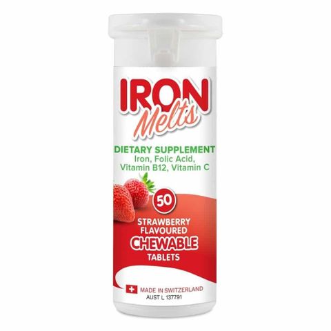 Viên ngậm bổ sung sắt Iron Melts Chewable vị dâu 50 viên 117415