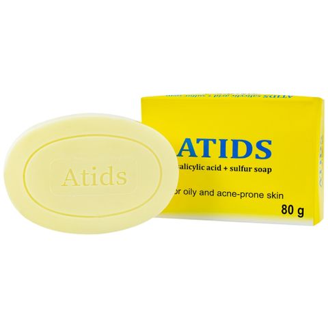 Xà phòng ATIDS 80g - Giảm mụn lưng, ngứa da với 2% Salicylic Acid và Sulfur - Sản phẩm chăm sóc da dầu, mụn hiệu quả từ Hàn Quốc