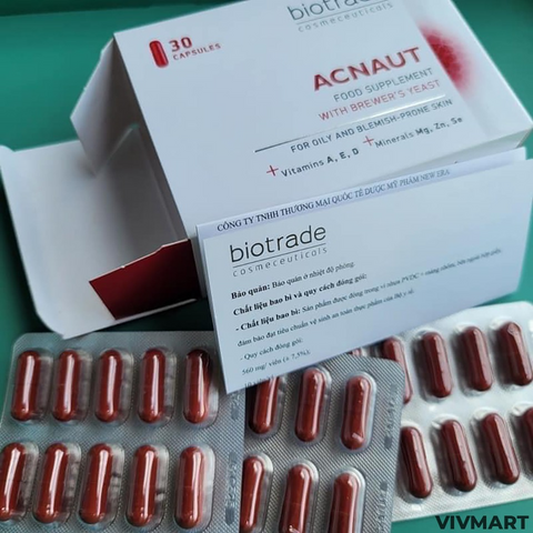 Viên Uống Giảm Mụn Biotrade Acnaut - Thực Phẩm Chức Năng Giúp Kiểm Soát Dầu, Cải Thiện Da Mụn, 30 Viên