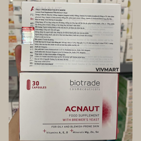 Viên Uống Giảm Mụn Biotrade Acnaut - Thực Phẩm Chức Năng Giúp Kiểm Soát Dầu, Cải Thiện Da Mụn, 30 Viên