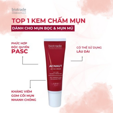 Kem Trị Mụn Biotrade Acnaut Active Cream 15ml - Giảm Viêm, Kháng Khuẩn, Phục Hồi Da Mụn, Dưỡng Ẩm Mềm Mịn