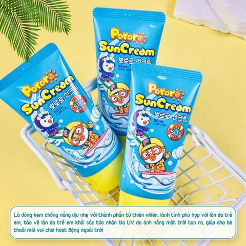 Kem Chống Nắng Pororo Hàn Quốc SPF 50+/PA+++ - Bảo Vệ Da Trẻ Em Chống Tia UV - Dễ Dàng Sử Dụng, Dưỡng Ẩm, Từ Thiên Nhiên