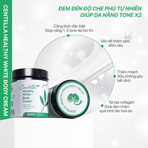 Kem Dưỡng Trắng Body Rau Má GUO – Centella Healthy White Body Cream 50g/250g/500g, Dưỡng Ẩm, Làm Sáng Da, Chống Nắng Nhẹ