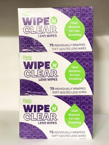 Khăn Lau Mắt Kính Flents Wipe 'n Clear 75 Miếng x3 - Khăn Lau Sạch Kính Giúp Kính Sáng Bóng Hiệu Quả, Tiện Dụng Cho Người Dùng