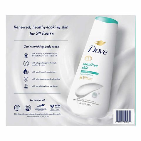Set 3 Chai Sữa Tắm Dove Sensitive Skin Không Mùi 680ml - Dưỡng Ẩm Cho Da Nhạy Cảm, Sạch Sẽ, Dịu Nhẹ