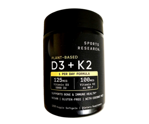 Viên Hỗ Trợ Xương Khớp Vitamin D3 + K2 Sports Research 160 Viên - Tăng Cường Hấp Thụ Canxi và Duy Trì Sức Khỏe Xương Răng