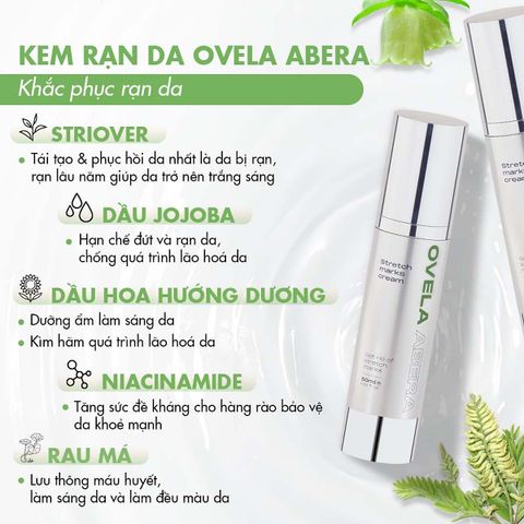 Kem Rạn Da Ovela Abera 50ml - Giúp Ngăn Ngừa và Mờ Rạn Da Cho Mẹ Bầu và Sau Sinh - Dưỡng Ẩm Chuyên Sâu, Tái Tạo Da khỏe mạnh