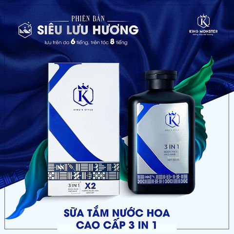 King Monster Sữa Tắm Gội Hương Nước Hoa Nam Tính 350ml - Dưỡng Da, Giảm Gàu, Lưu Hương 8 Giờ, Chăm Sóc Tóc Mềm Mượt
