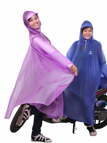 Áo Mưa Cổ Rùa Trong Màu PVC Cao Cấp - Thời Trang Năng Động Anti-Hóa Chất - Thích Hợp Du Lịch và Thể Thao
