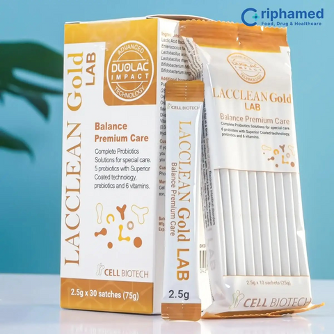 Men vi sinh Lacclean Gold LAB - Bổ sung lợi khuẩn đường ruột, hỗ trợ tiêu hóa, giảm triệu chứng rối loạn dạ dày, 30 gói 2.5g