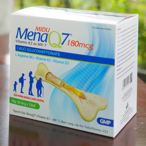 Midu MenaQ7 180mcg Bổ Sung Canxi, Vitamin D3 & K2 - Hỗ Trợ Phát Triển Chiều Cao Cho Trẻ 1-15 Tuổi - Hộp 30 Ống 10ml
