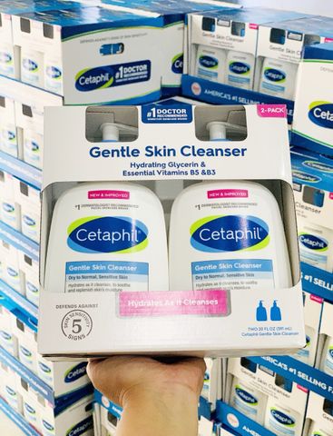 Set 2 Chai Sữa Rửa Mặt Cetaphil Gentle Skin Cleanser 591ml - Dưỡng Da Dịu Nhẹ, Phù Hợp Với Da Nhạy Cảm, 100% Made in USA