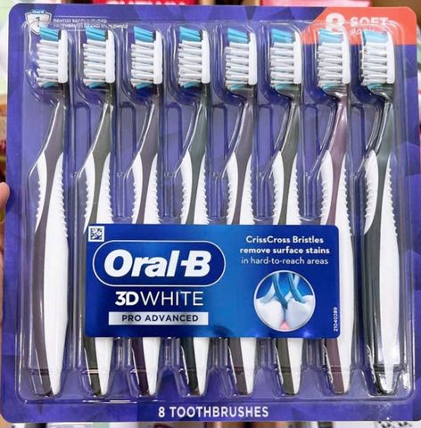 Set 8 Bàn Chải Đánh Răng Oral-B Cross Action - Siêu Mềm, An Toàn, Chống Đau Nướu, Chăm Sóc Răng Miệng Cho Gia Đình