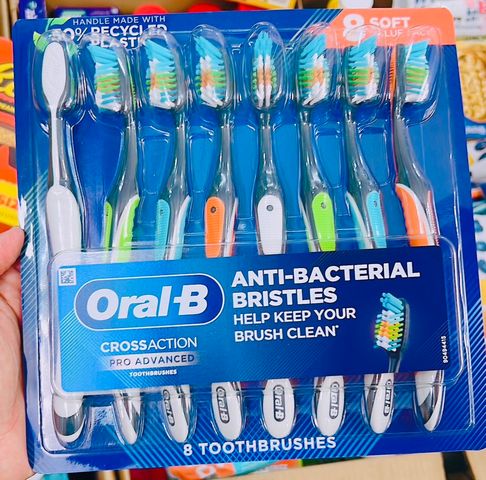 Set 8 Bàn Chải Đánh Răng Oral-B Cross Action - Siêu Mềm, An Toàn, Chống Đau Nướu, Chăm Sóc Răng Miệng Cho Gia Đình