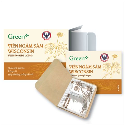Viên Ngậm Sâm Wisconsin - Giảm Ho, Tăng Sự Tỉnh Táo - Hỗ Trợ Miễn Dịch, Hộp 12 Viên, Dược Thảo Tự Nhiên