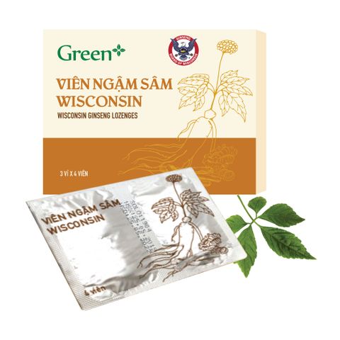 Viên Ngậm Sâm Wisconsin - Giảm Ho, Tăng Sự Tỉnh Táo - Hỗ Trợ Miễn Dịch, Hộp 12 Viên, Dược Thảo Tự Nhiên