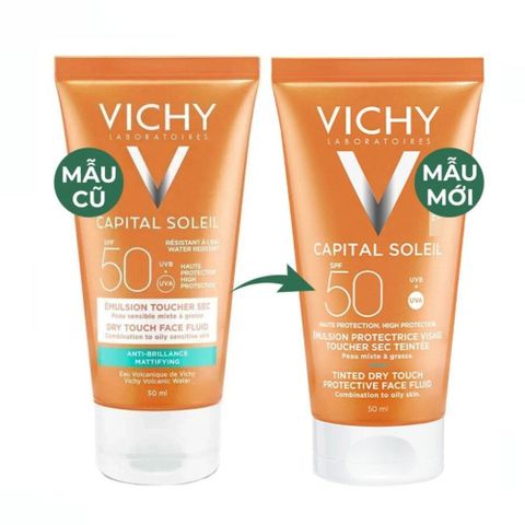Kem Chống Nắng Vichy Capital Dry Touch SPF50 50ml – Dành Cho Da Dầu, Chống Nhờn, Bảo Vệ UVA/UVB, Thấm Nhanh, Không Paraben
