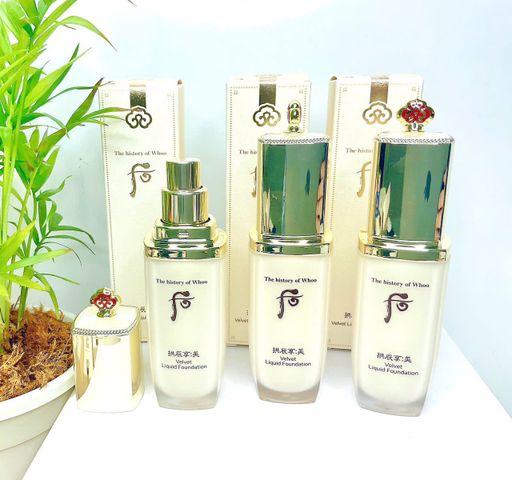 Kem Nền Whoo Velvet Liquid Foundation 40ml - Che Phủ Khuyết Điểm, Chống Oxy Hóa, SPF30/PA++ - Lớp Trang Điểm Mịn Màng, Tự Nhiên