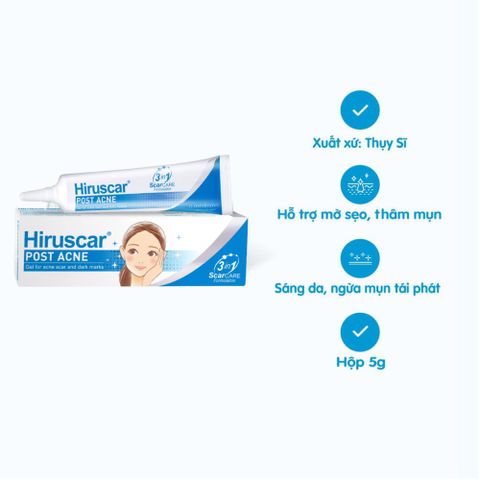 Gel Hỗ Trợ Mờ Sẹo Mụn Hiruscar Post Acne - Giúp Làm Mờ Thâm Mụn, Cải Thiện Sẹo Nhanh Và Ngăn Ngừa Tái Phát Mụn