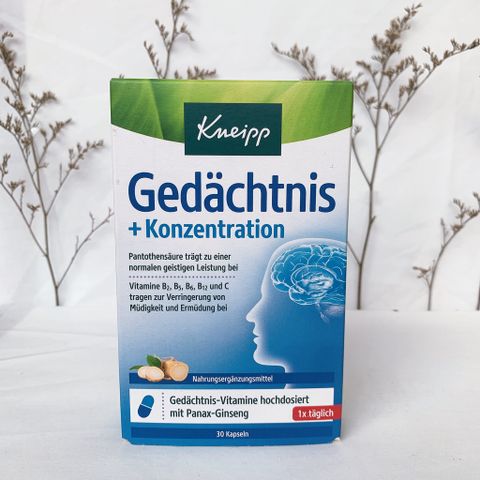 Viên uống bổ não Kneipp Gedachtnis Konzentration 30 viên - Hỗ trợ trí nhớ, tăng cường tập trung, chiết xuất nhân sâm tự nhiên Đức